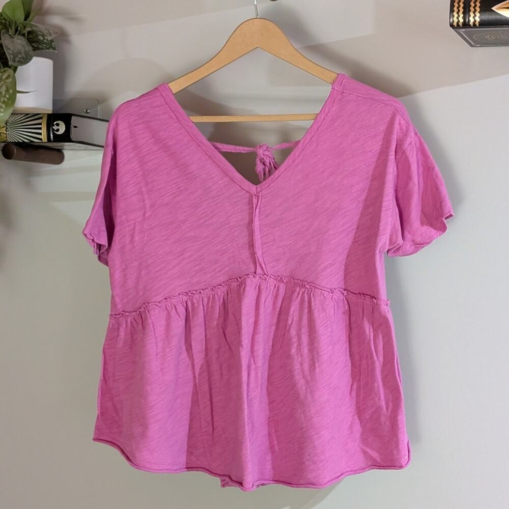 American Eagle | Pink Oversized Babydoll Low Back Tee | Women's S